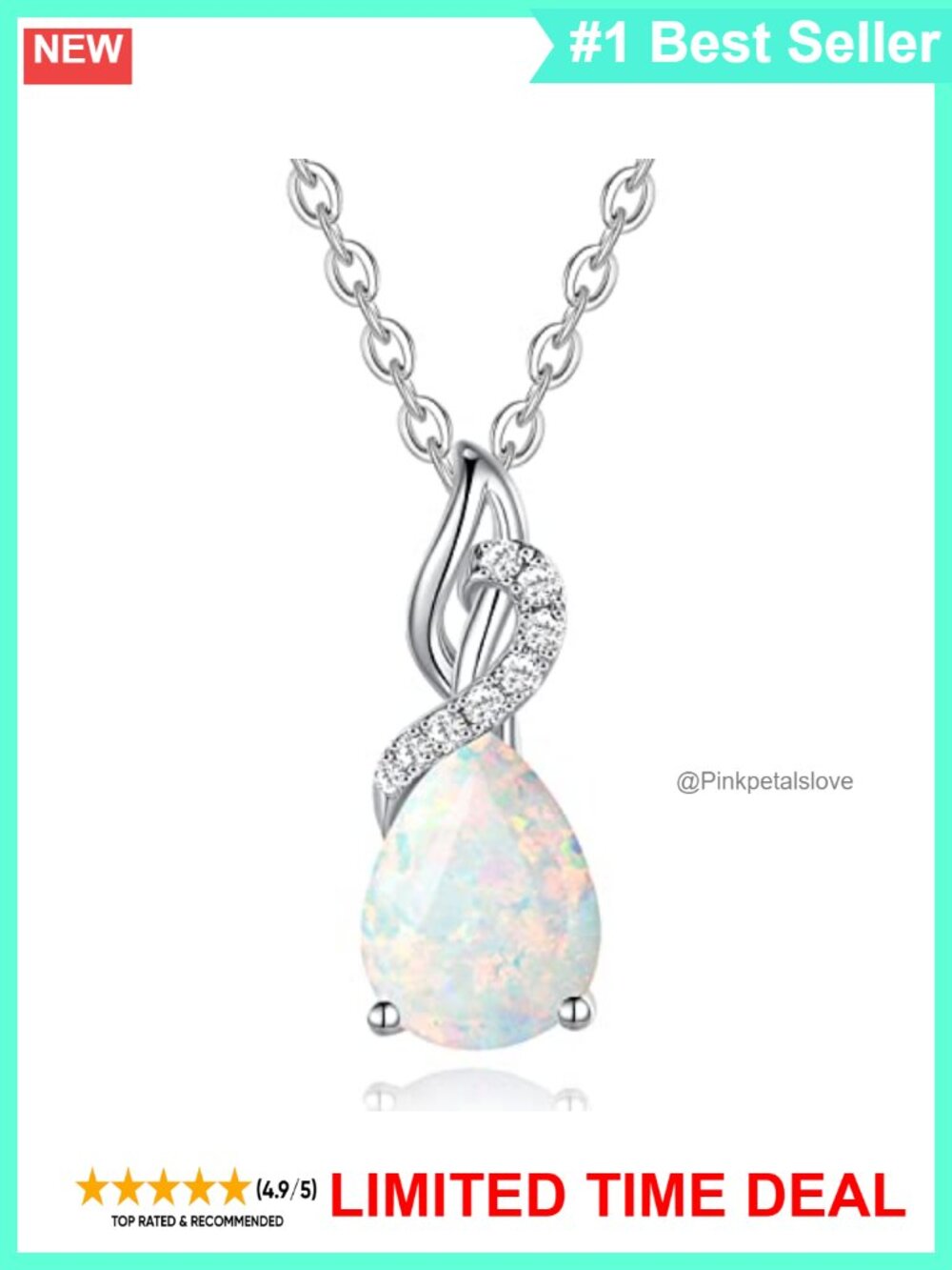 14K Solid White Gold Birthstone Diamond Pendant Necklace